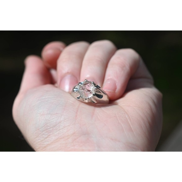 Mens engagement ring, raw stone rings for men, round solitaire, size 9 1… - Picture 1 of 4